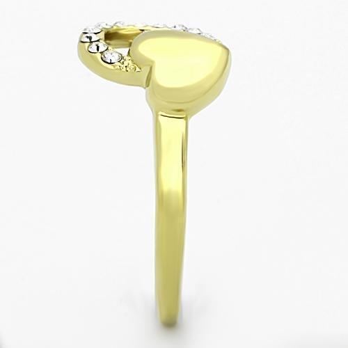 Womens Gold Ring 316L Stainless Steel Anillo Color Oro Para Mujer Ninas Acero Inoxidable with Top Grade Crystal in Clear Rahab - Jewelry Store by Erik Rayo