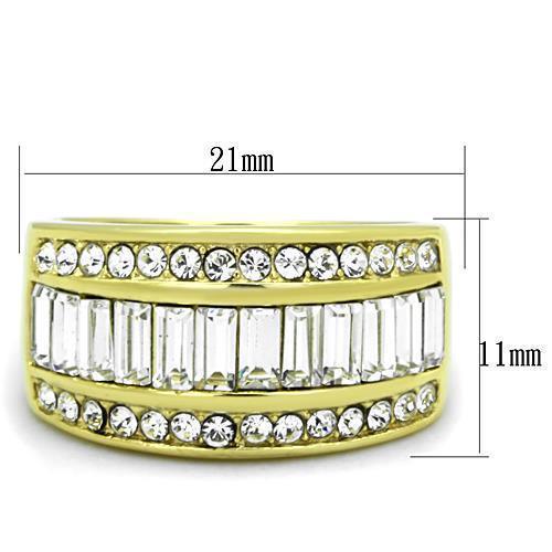 Womens Gold Ring 316L Stainless Steel Anillo Color Oro Para Mujer Ninas Acero Inoxidable with Top Grade Crystal in Clear Reuben - Jewelry Store by Erik Rayo