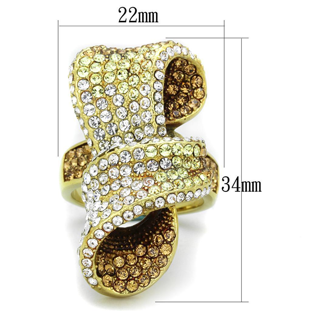 Womens Gold Ring 316L Stainless Steel Anillo Color Oro Para Mujer Ninas Acero Inoxidable with Top Grade Crystal in Multi Color Adalya - Jewelry Store by Erik Rayo