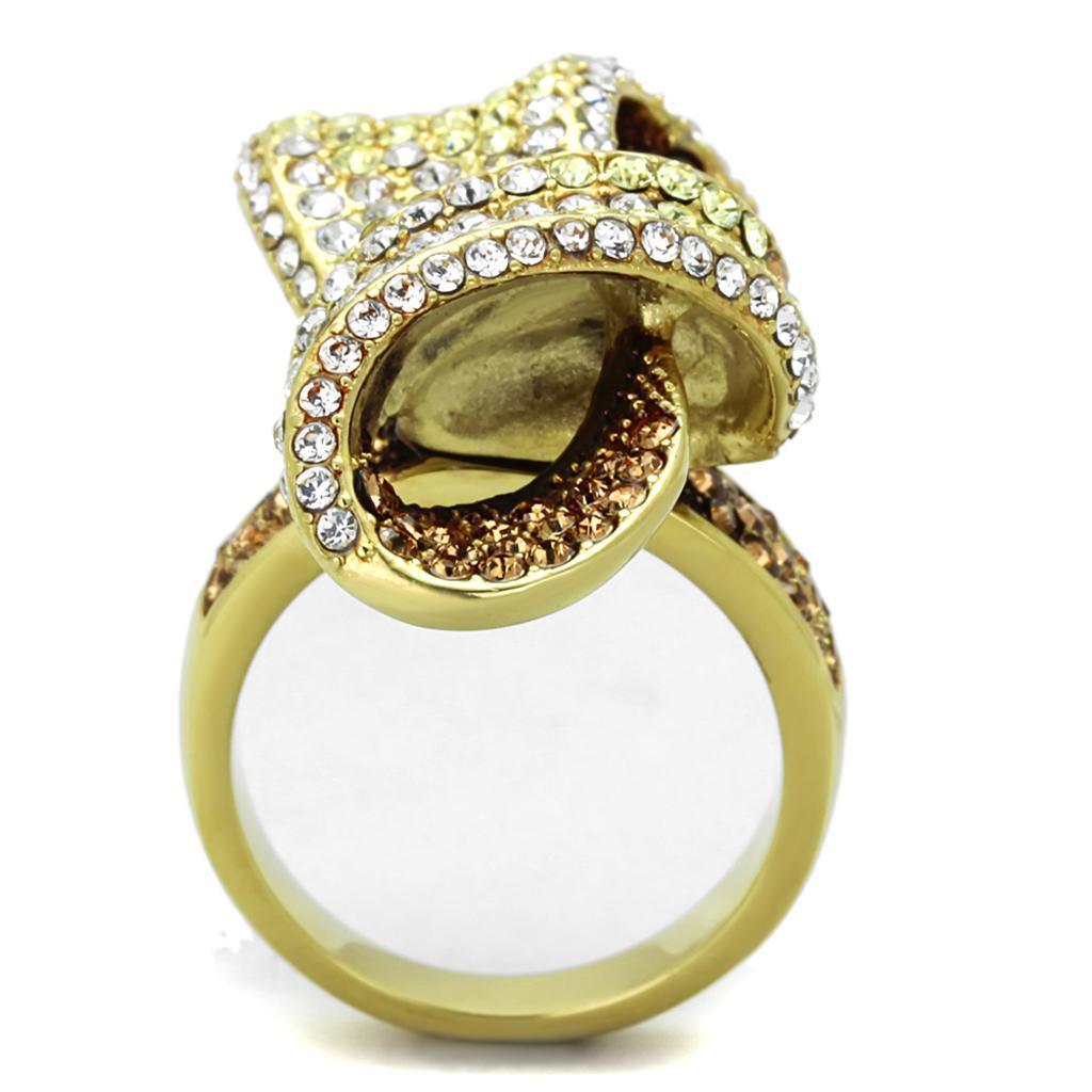 Womens Gold Ring 316L Stainless Steel Anillo Color Oro Para Mujer Ninas Acero Inoxidable with Top Grade Crystal in Multi Color Adalya - Jewelry Store by Erik Rayo