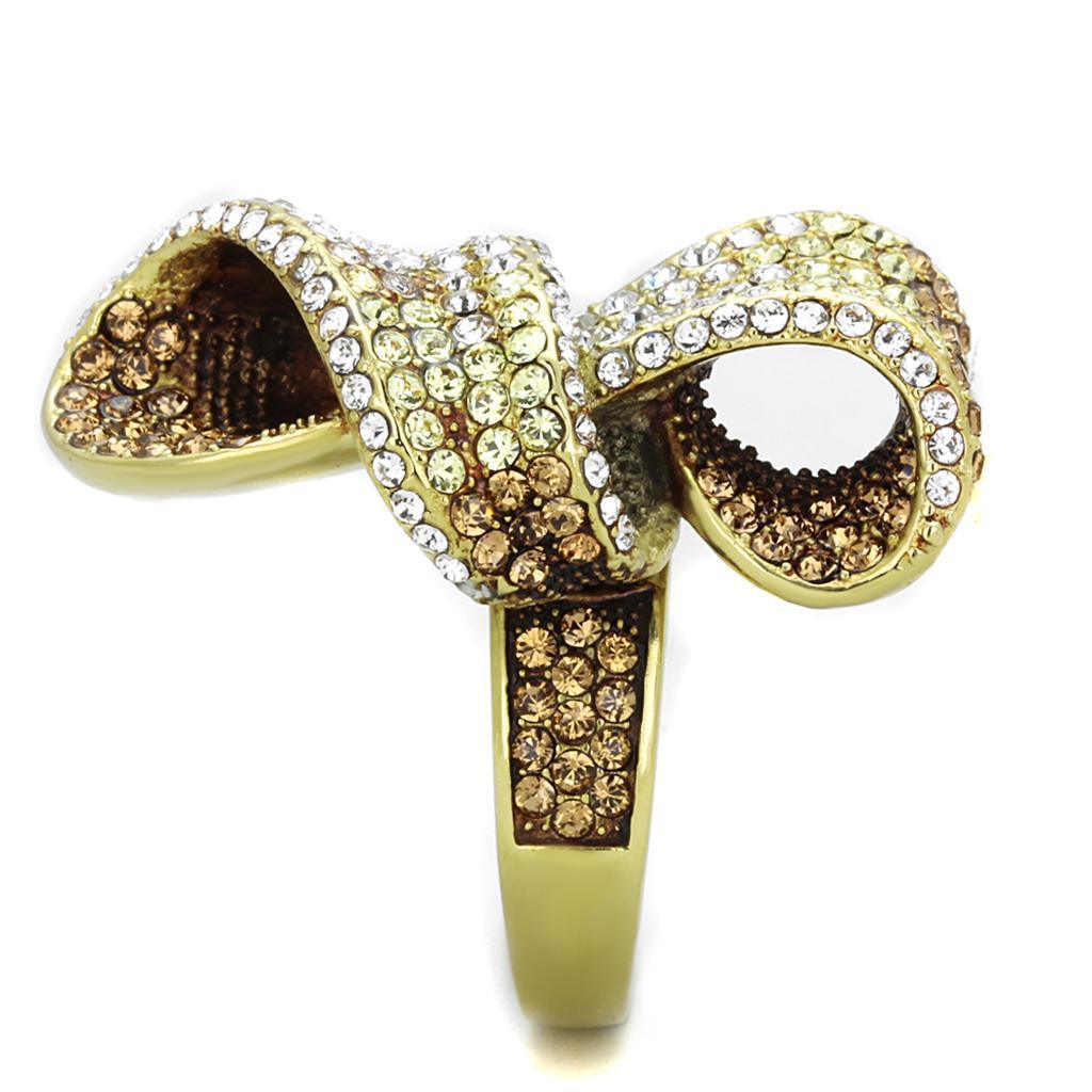 Womens Gold Ring 316L Stainless Steel Anillo Color Oro Para Mujer Ninas Acero Inoxidable with Top Grade Crystal in Multi Color Adalya - Jewelry Store by Erik Rayo