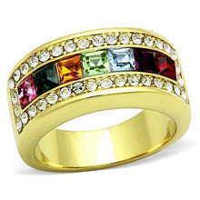 Load image into Gallery viewer, Womens Gold Ring 316L Stainless Steel Anillo Color Oro Para Mujer Ninas Acero Inoxidable with Top Grade Crystal in Multi Color Bilah - Jewelry Store by Erik Rayo
