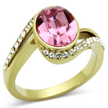 Load image into Gallery viewer, Womens Gold Ring 316L Stainless Steel Anillo Color Oro Para Mujer Ninas Acero Inoxidable with Top Grade Crystal in Rose Martha - Jewelry Store by Erik Rayo
