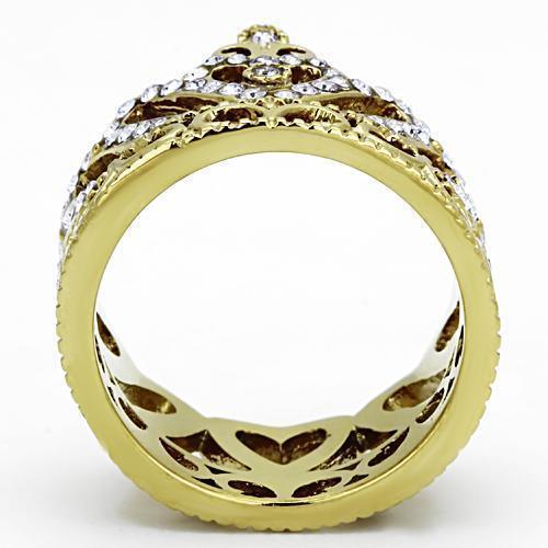 Womens Gold Ring 316L Stainless Steel Anillo Color Oro Para Mujer Ninas Acero Inoxidable with Top Grade Crystal in Tanzanite Lillian - Jewelry Store by Erik Rayo