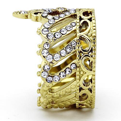 Womens Gold Ring 316L Stainless Steel Anillo Color Oro Para Mujer Ninas Acero Inoxidable with Top Grade Crystal in Tanzanite Lillian - Jewelry Store by Erik Rayo