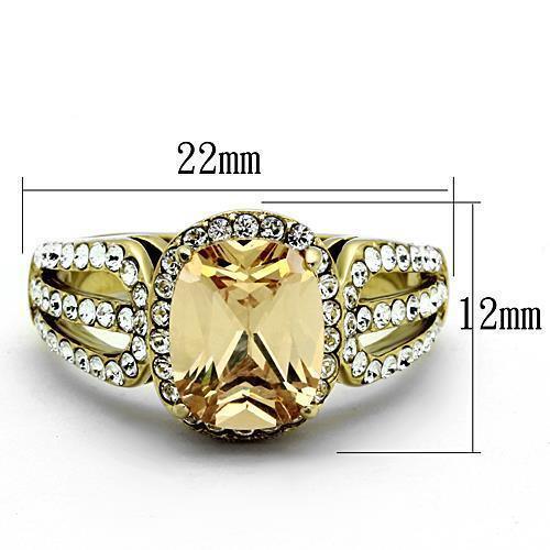 Gold Rings for Women Stainless Steel Anillo Color Oro Para Mujer Ninas Acero Inoxidable with AAA Grade CZ in Champagne Bala - Jewelry Store by Erik Rayo