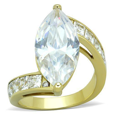 Gold Rings for Women Stainless Steel Anillo Color Oro Para Mujer Ninas Acero Inoxidable with AAA Grade CZ in Clear Anna - Jewelry Store by Erik Rayo