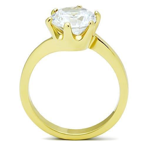 Gold Rings for Women Stainless Steel Anillo Color Oro Para Mujer Ninas Acero Inoxidable with AAA Grade CZ in Clear Bethal - Jewelry Store by Erik Rayo