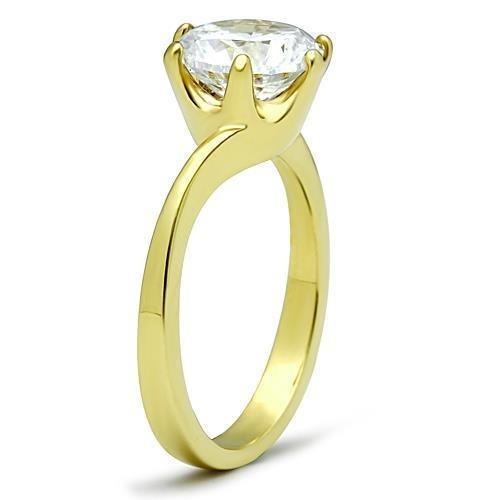 Gold Rings for Women Stainless Steel Anillo Color Oro Para Mujer Ninas Acero Inoxidable with AAA Grade CZ in Clear Bethal - Jewelry Store by Erik Rayo
