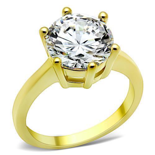 Gold Rings for Women Stainless Steel Anillo Color Oro Para Mujer Ninas Acero Inoxidable with AAA Grade CZ in Clear Bethiany - Jewelry Store by Erik Rayo