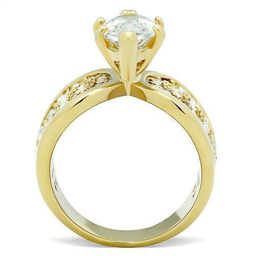 Gold Rings for Women Stainless Steel Anillo Color Oro Para Mujer Ninas Acero Inoxidable with AAA Grade CZ in Clear Elijah - Jewelry Store by Erik Rayo