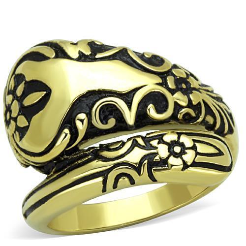 Gold Rings for Women Stainless Steel Anillo Color Oro Para Mujer Ninas Acero Inoxidable with Epoxy in Jet Josiah - Jewelry Store by Erik Rayo