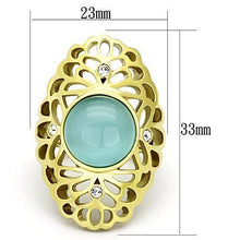 Load image into Gallery viewer, Gold Rings for Women Stainless Steel Anillo Color Oro Para Mujer Ninas Acero Inoxidable with Synthetic Cat Eye in Light Sapphire Prisca - Jewelry Store by Erik Rayo
