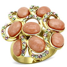 Load image into Gallery viewer, Gold Rings for Women Stainless Steel Anillo Color Oro Para Mujer Ninas Acero Inoxidable with Synthetic Coral in Orange Lydia - Jewelry Store by Erik Rayo
