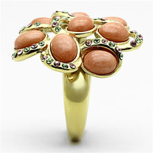 Load image into Gallery viewer, Gold Rings for Women Stainless Steel Anillo Color Oro Para Mujer Ninas Acero Inoxidable with Synthetic Coral in Orange Lydia - Jewelry Store by Erik Rayo
