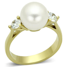 Load image into Gallery viewer, Gold Rings for Women Stainless Steel Anillo Color Oro Para Mujer Ninas Acero Inoxidable with Synthetic Pearl in White Lois - Jewelry Store by Erik Rayo

