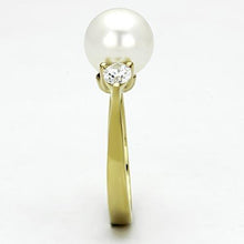 Load image into Gallery viewer, Gold Rings for Women Stainless Steel Anillo Color Oro Para Mujer Ninas Acero Inoxidable with Synthetic Pearl in White Lois - Jewelry Store by Erik Rayo
