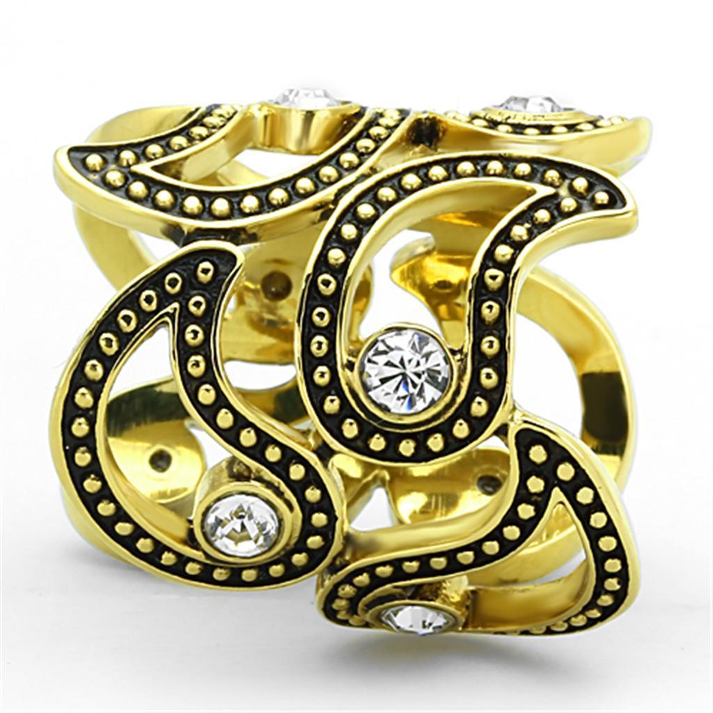Gold Rings for Women Stainless Steel Anillo Color Oro Para Mujer Ninas Acero Inoxidable with Top Grade Crystal in Clear Apphia - Jewelry Store by Erik Rayo