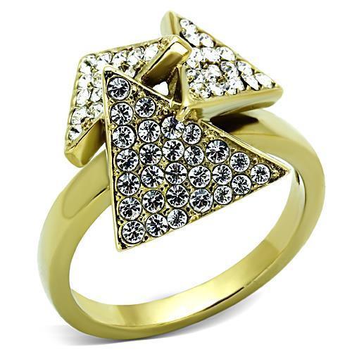 Gold Rings for Women Stainless Steel Anillo Color Oro Para Mujer Ninas Acero Inoxidable with Top Grade Crystal in Clear Asenath - Jewelry Store by Erik Rayo