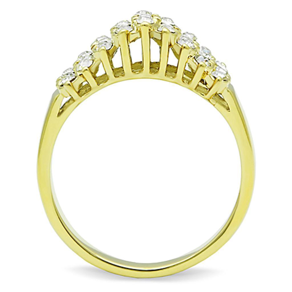 Gold Rings for Women Stainless Steel Anillo Color Oro Para Mujer Ninas Acero Inoxidable with Top Grade Crystal in Clear Elisheba - Jewelry Store by Erik Rayo