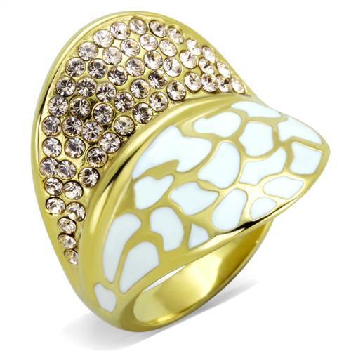 Gold Rings for Women Stainless Steel Anillo Color Oro Para Mujer Ninas Acero Inoxidable with Top Grade Crystal in Clear Enoch - Jewelry Store by Erik Rayo