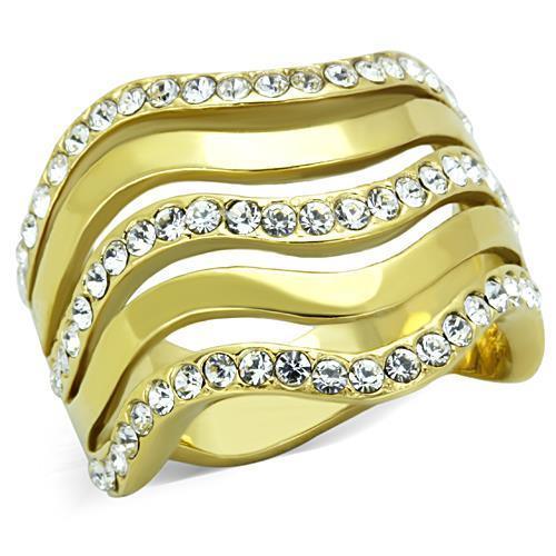 Gold Rings for Women Stainless Steel Anillo Color Oro Para Mujer Ninas Acero Inoxidable with Top Grade Crystal in Clear Michael - Jewelry Store by Erik Rayo