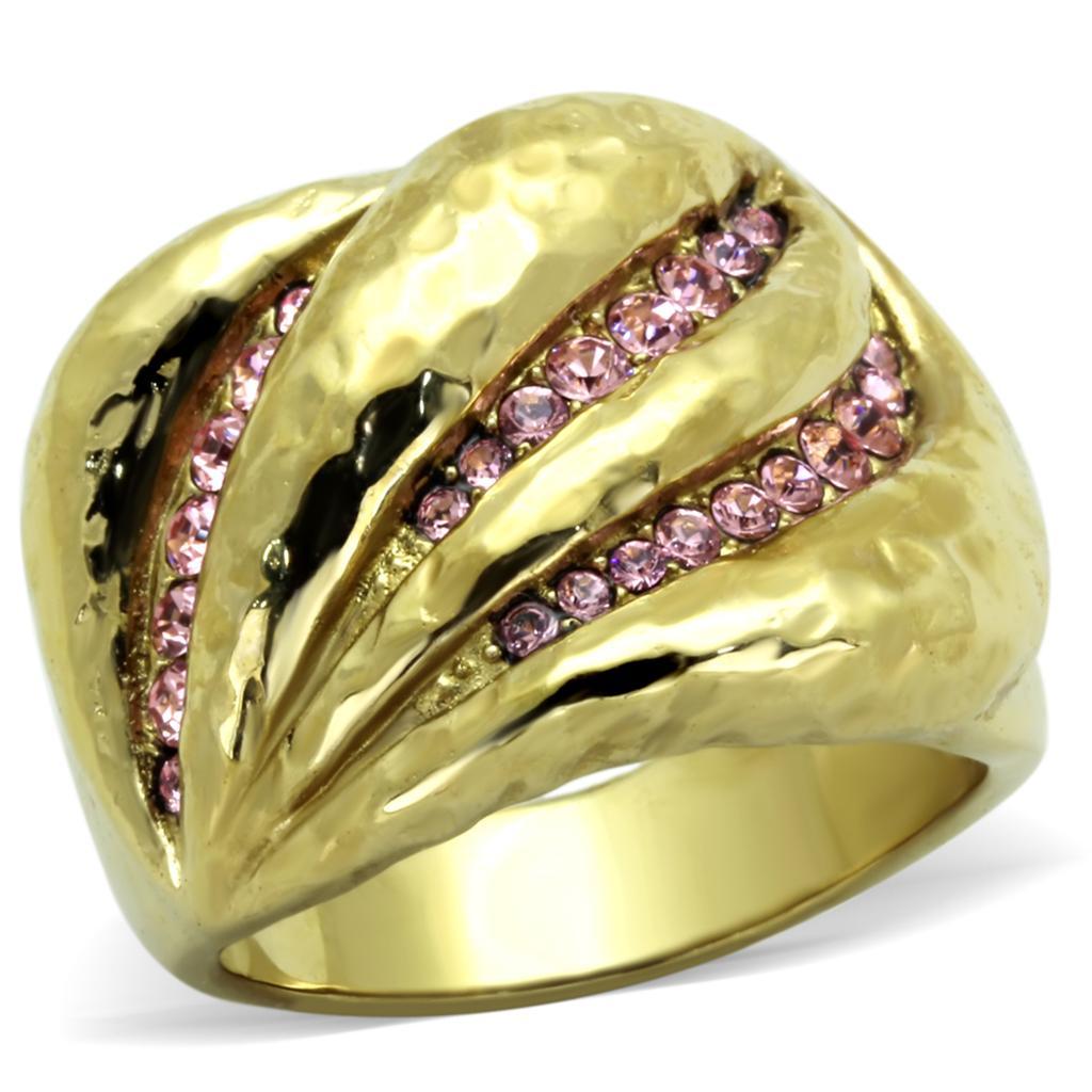 Gold Rings for Women Stainless Steel Anillo Color Oro Para Mujer Ninas Acero Inoxidable with Top Grade Crystal in Light Rose Agar - Jewelry Store by Erik Rayo