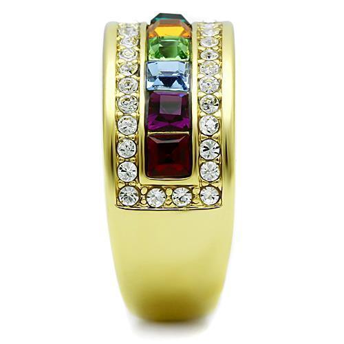 Gold Rings for Women Stainless Steel Anillo Color Oro Para Mujer Ninas Acero Inoxidable with Top Grade Crystal in Multi Color Bilah - Jewelry Store by Erik Rayo