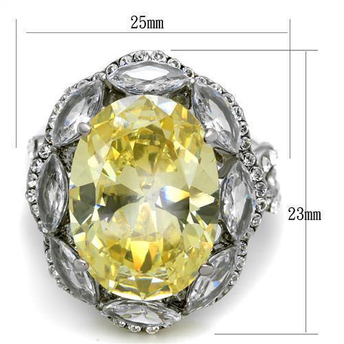 Womens Gold Rings High polished (no plating) 316L Stainless Steel Ring with AAA Grade CZ in Citrine Yellow TK2162 - Jewelry Store by Erik Rayo
