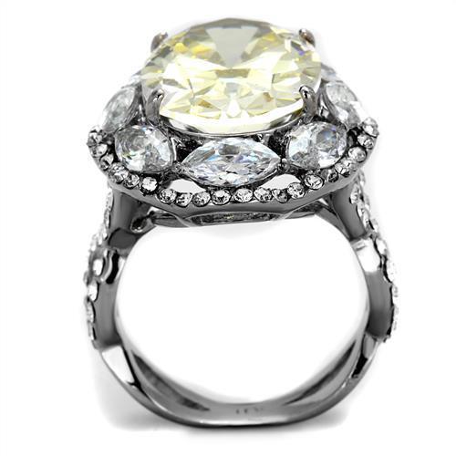 Womens Gold Rings High polished (no plating) 316L Stainless Steel Ring with AAA Grade CZ in Citrine Yellow TK2162 - Jewelry Store by Erik Rayo