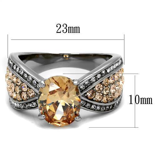 Gold Rings for Womens High polished (no plating) Stainless Steel Ring with AAA Grade CZ in Champagne TK2249 - Jewelry Store by Erik Rayo