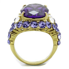 Load image into Gallery viewer, Gold Rings for Womens IP Gold (Ion Plating) Stainless Steel Ring with AAA Grade CZ in Amethyst TK2160 - Jewelry Store by Erik Rayo
