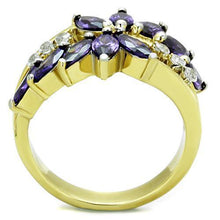 Load image into Gallery viewer, Womens Gold Rings Two-Tone IP Gold (Ion Plating) 316L Stainless Steel Ring with AAA Grade CZ in Amethyst TK1568 - Jewelry Store by Erik Rayo
