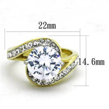 Load image into Gallery viewer, Womens Gold Rings Two-Tone IP Gold (Ion Plating) 316L Stainless Steel Ring with AAA Grade CZ in Clear TK1911 - Jewelry Store by Erik Rayo
