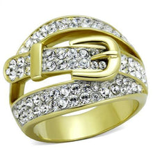 Load image into Gallery viewer, Womens Gold Rings Two-Tone IP Gold (Ion Plating) 316L Stainless Steel Ring with Top Grade Crystal in Clear TK1906 - Jewelry Store by Erik Rayo
