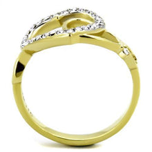 Load image into Gallery viewer, Womens Gold Rings Two-Tone IP Gold (Ion Plating) 316L Stainless Steel Ring with Top Grade Crystal in Clear TK1908 - Jewelry Store by Erik Rayo
