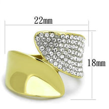 Load image into Gallery viewer, Womens Gold Rings Two-Tone IP Gold (Ion Plating) 316L Stainless Steel Ring with Top Grade Crystal in Clear TK1912 - Jewelry Store by Erik Rayo
