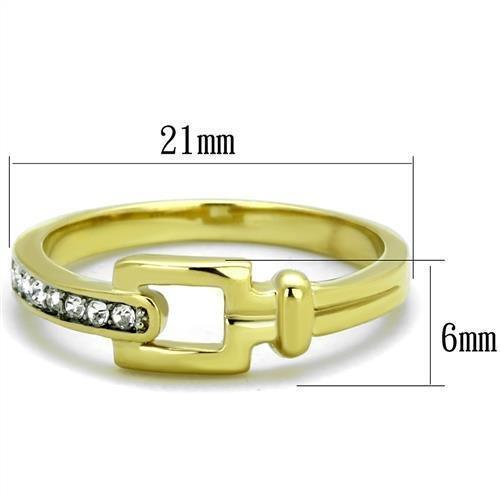 Womens Gold Rings Two-Tone IP Gold (Ion Plating) 316L Stainless Steel Ring with Top Grade Crystal in Clear TK2164 - Jewelry Store by Erik Rayo