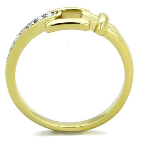 Womens Gold Rings Two-Tone IP Gold (Ion Plating) 316L Stainless Steel Ring with Top Grade Crystal in Clear TK2164 - Jewelry Store by Erik Rayo