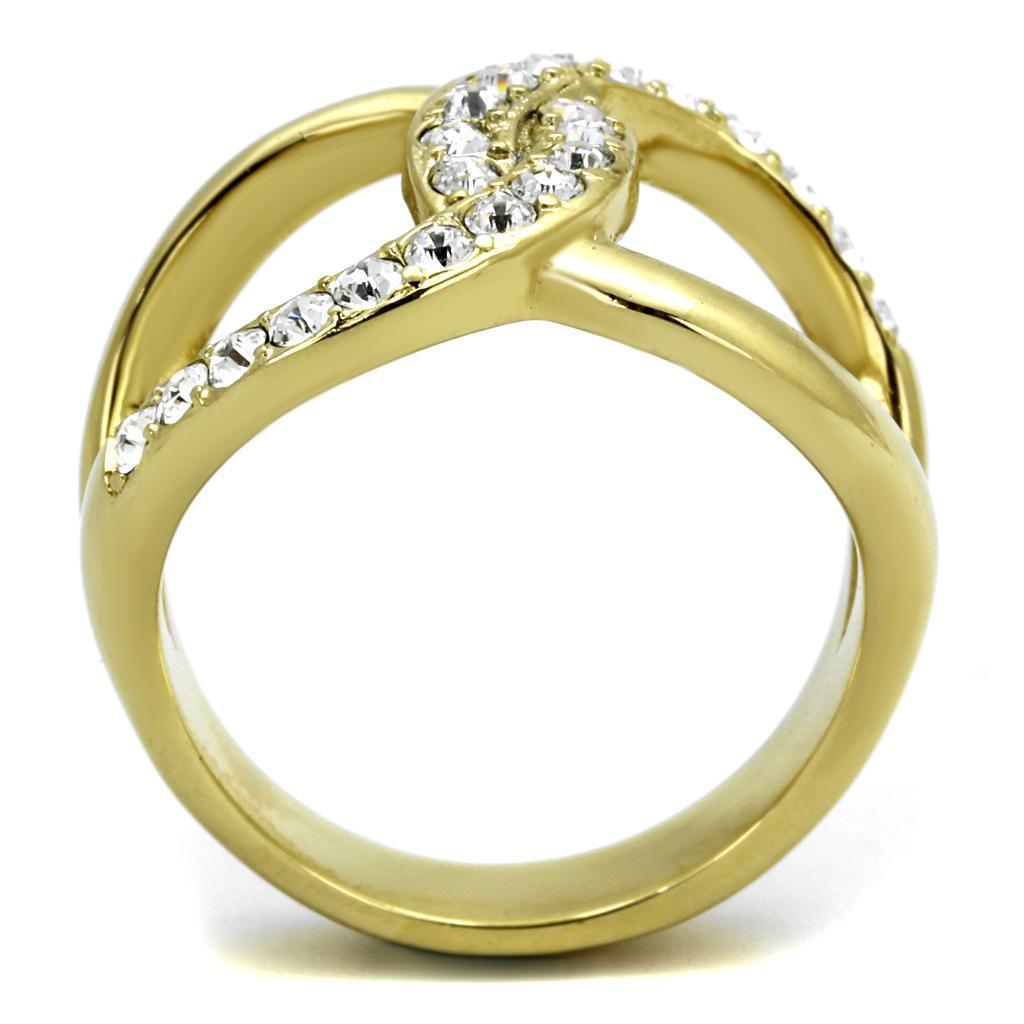 Womens Gold Rings Two-Tone IP Gold (Ion Plating) 316L Stainless Steel Ring with Top Grade Crystal in Clear TK2253 - Jewelry Store by Erik Rayo