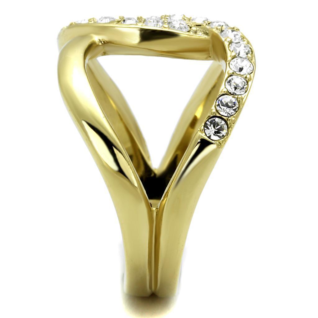 Womens Gold Rings Two-Tone IP Gold (Ion Plating) 316L Stainless Steel Ring with Top Grade Crystal in Clear TK2253 - Jewelry Store by Erik Rayo