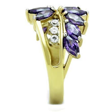 Load image into Gallery viewer, Gold Rings for Womens Two-Tone IP Gold (Ion Plating) Stainless Steel Ring with AAA Grade CZ in Amethyst TK1568 - Jewelry Store by Erik Rayo
