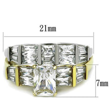 Load image into Gallery viewer, Gold Rings for Womens Two-Tone IP Gold (Ion Plating) Stainless Steel Ring with AAA Grade CZ in Clear TK1708 - Jewelry Store by Erik Rayo
