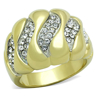 Gold Rings for Womens Two-Tone IP Gold (Ion Plating) Stainless Steel Ring with Top Grade Crystal in Clear TK1559 - Jewelry Store by Erik Rayo