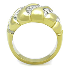 Load image into Gallery viewer, Gold Rings for Womens Two-Tone IP Gold (Ion Plating) Stainless Steel Ring with Top Grade Crystal in Clear TK1559 - Jewelry Store by Erik Rayo
