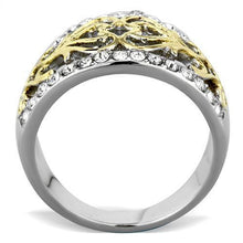 Load image into Gallery viewer, Gold Rings for Womens Two-Tone IP Gold (Ion Plating) Stainless Steel Ring with Top Grade Crystal in Clear TK1792 - Jewelry Store by Erik Rayo
