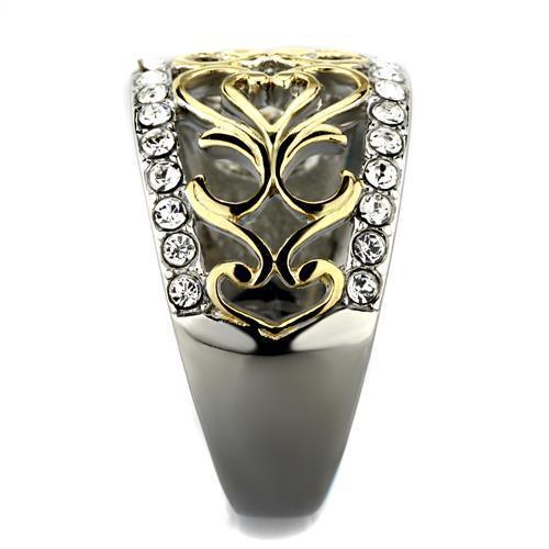 Gold Rings for Womens Two-Tone IP Gold (Ion Plating) Stainless Steel Ring with Top Grade Crystal in Clear TK1792 - Jewelry Store by Erik Rayo