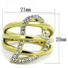 Load image into Gallery viewer, Gold Rings for Womens Two-Tone IP Gold (Ion Plating) Stainless Steel Ring with Top Grade Crystal in Clear TK1913 - Jewelry Store by Erik Rayo
