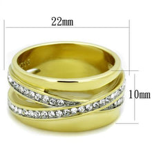 Load image into Gallery viewer, Gold Rings for Womens Two-Tone IP Gold (Ion Plating) Stainless Steel Ring with Top Grade Crystal in Clear TK1914 - Jewelry Store by Erik Rayo
