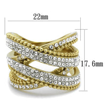 Load image into Gallery viewer, Gold Rings for Womens Two-Tone IP Gold (Ion Plating) Stainless Steel Ring with Top Grade Crystal in Clear TK2252 - Jewelry Store by Erik Rayo
